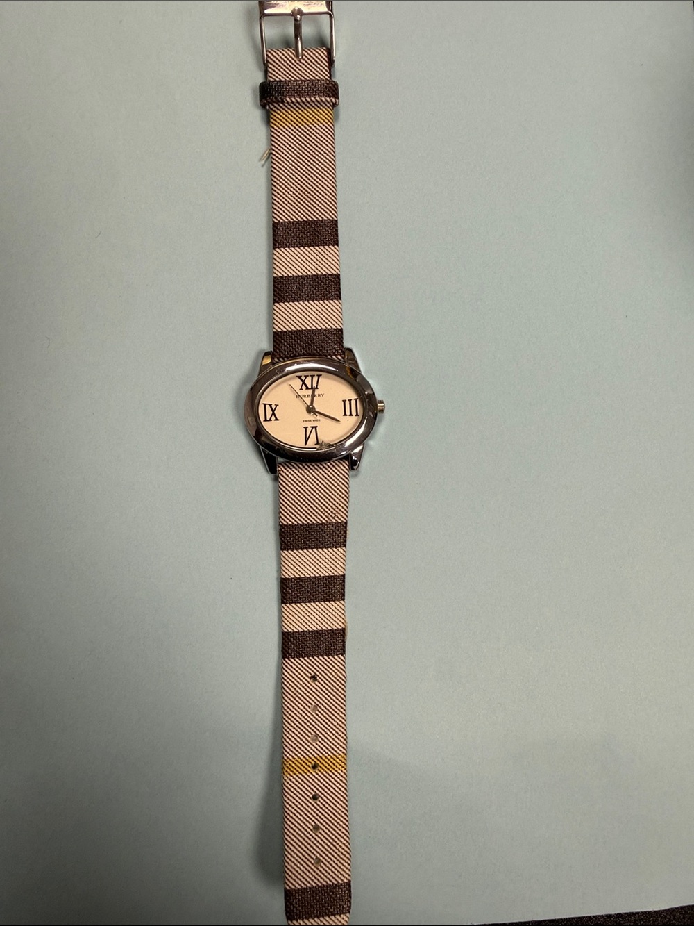 Burberry Beige and Brown Striped Women's Watch
